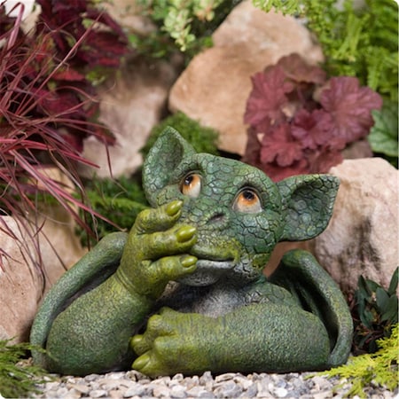 Patioplus 43.2cm x 30.5cm x 27.9cm Resin Say Nothing Green Dragon Statue PA2601045
